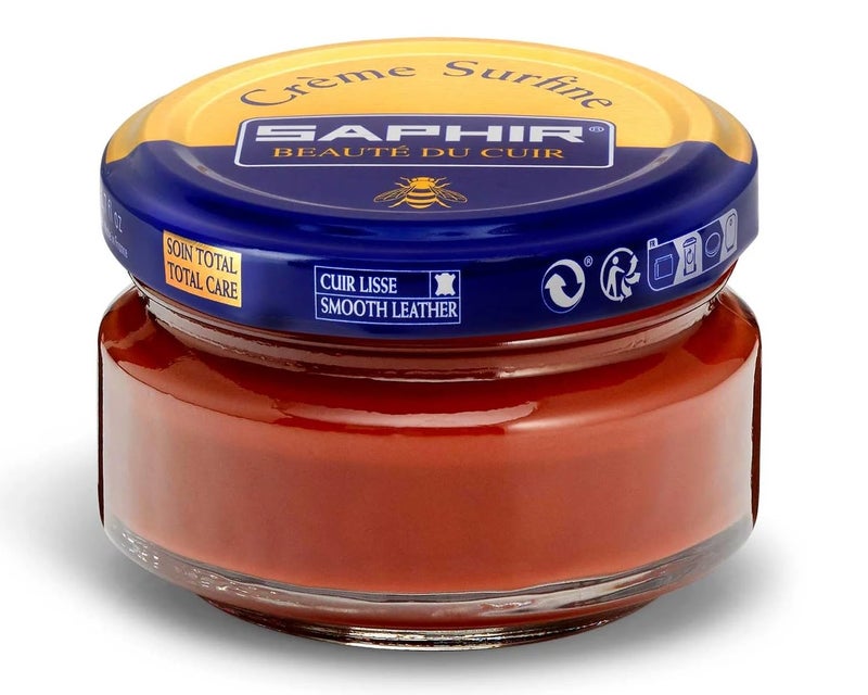 Saphir Creme Surfine Pommadier Shoe Polish - Beeswax Cream for Leather Products - Cognac Brown - Image 1